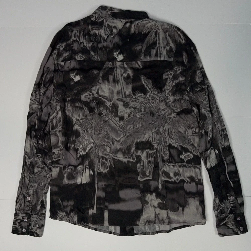 Designer SER.O.YA‎ Marcus Denim Shirt Mens Size L Long Sleeve Button Up Black